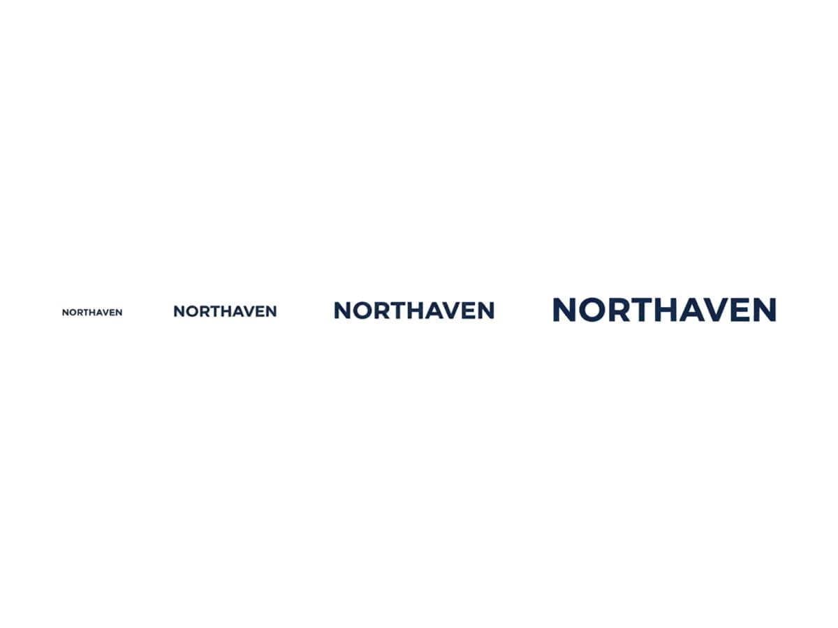The same Northaven wordmark repeated at four sizes on one baseline, each one equally crisp, demonstrating vector scalability