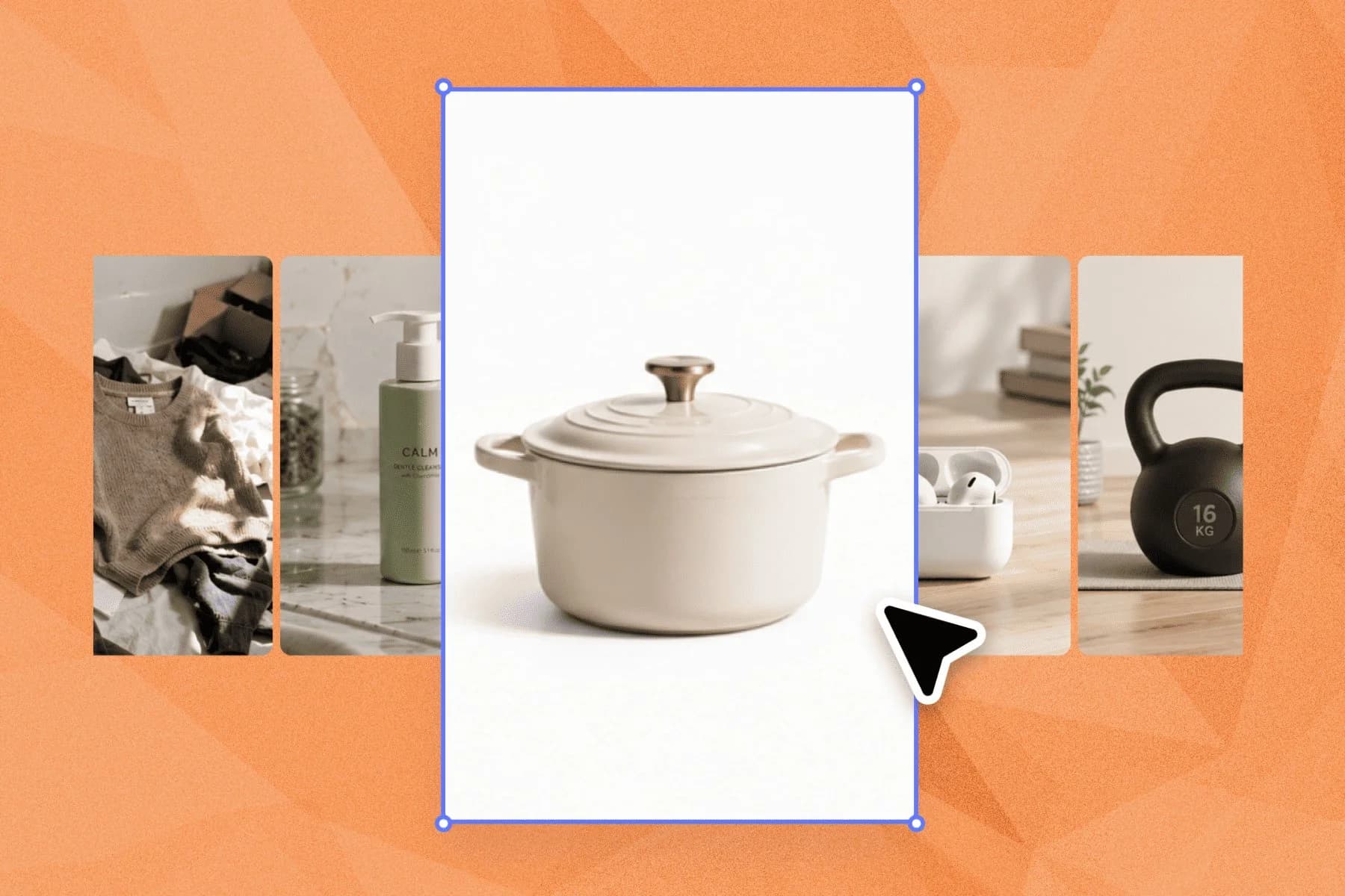 E-commerce product images displayed with clean white backgrounds and consistent framing across multiple SKUs.