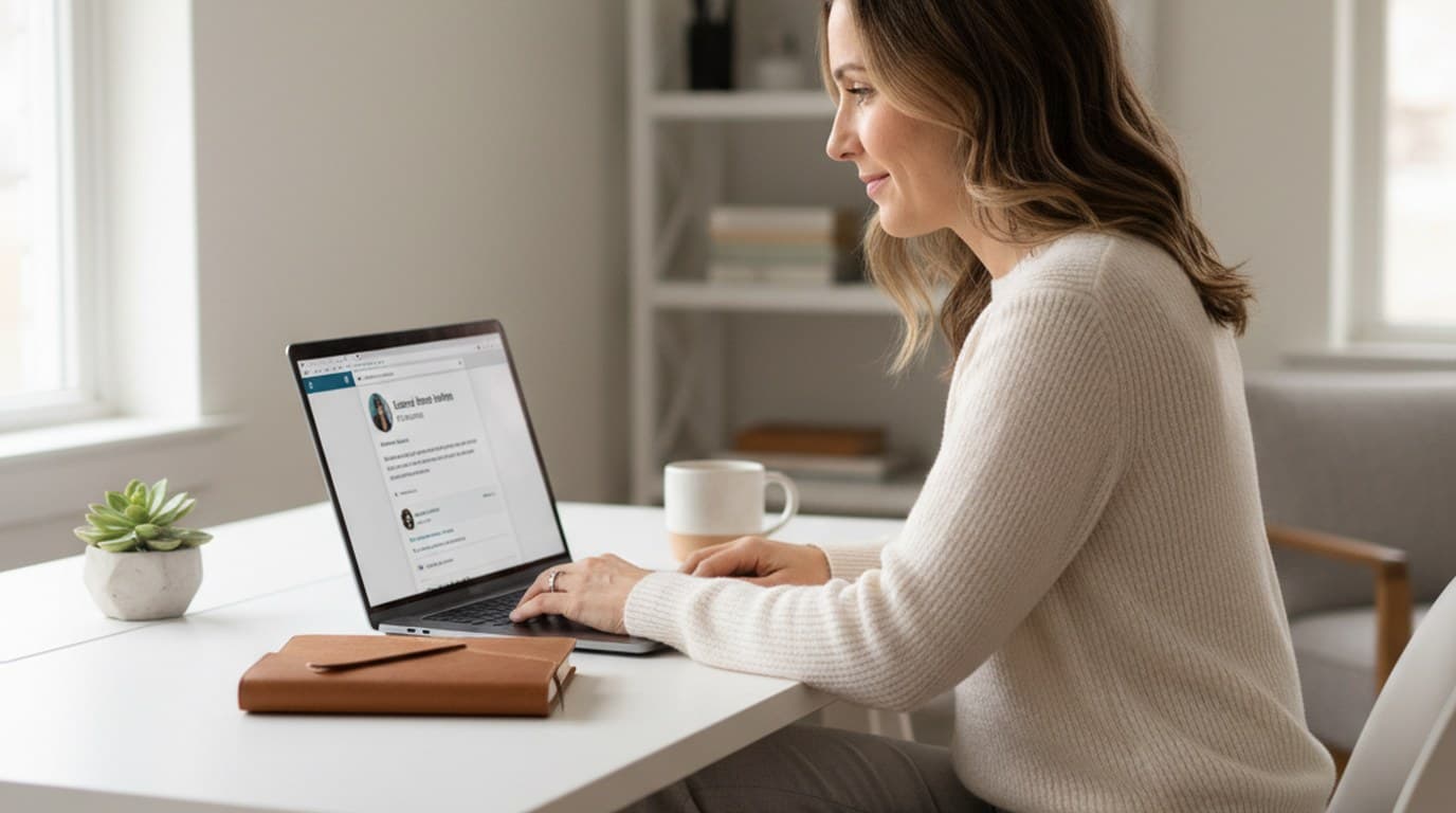 Freelance brand strategist's LinkedIn banner, Facebook cover photo, and profile picture — produced from one AI visual direction in a single session.