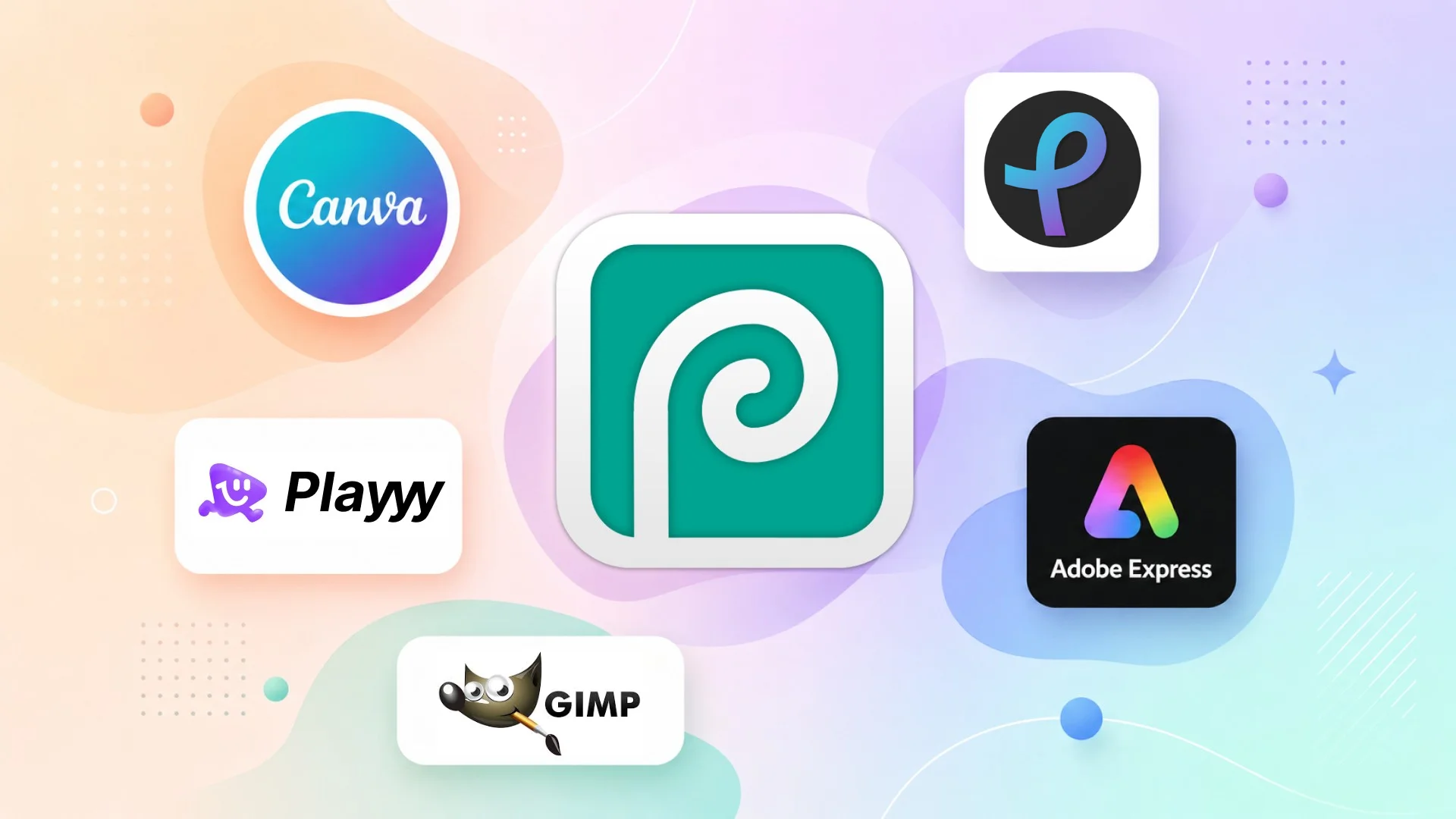 Browser-based photo editing interface showing layer tools and design workspace as a Photopea alternative