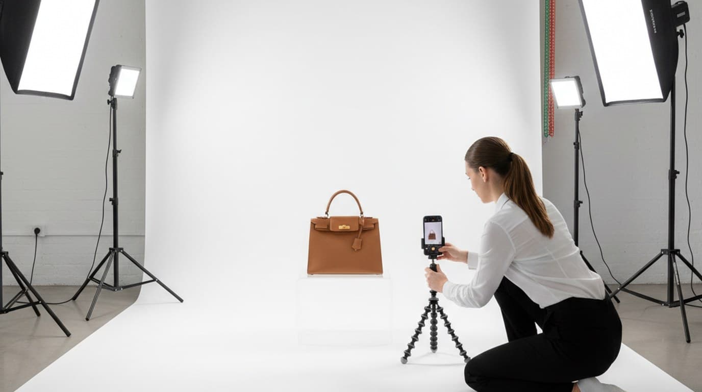 Before and after comparison of a product photo — cluttered background removed to reveal clean white background for ecommerce