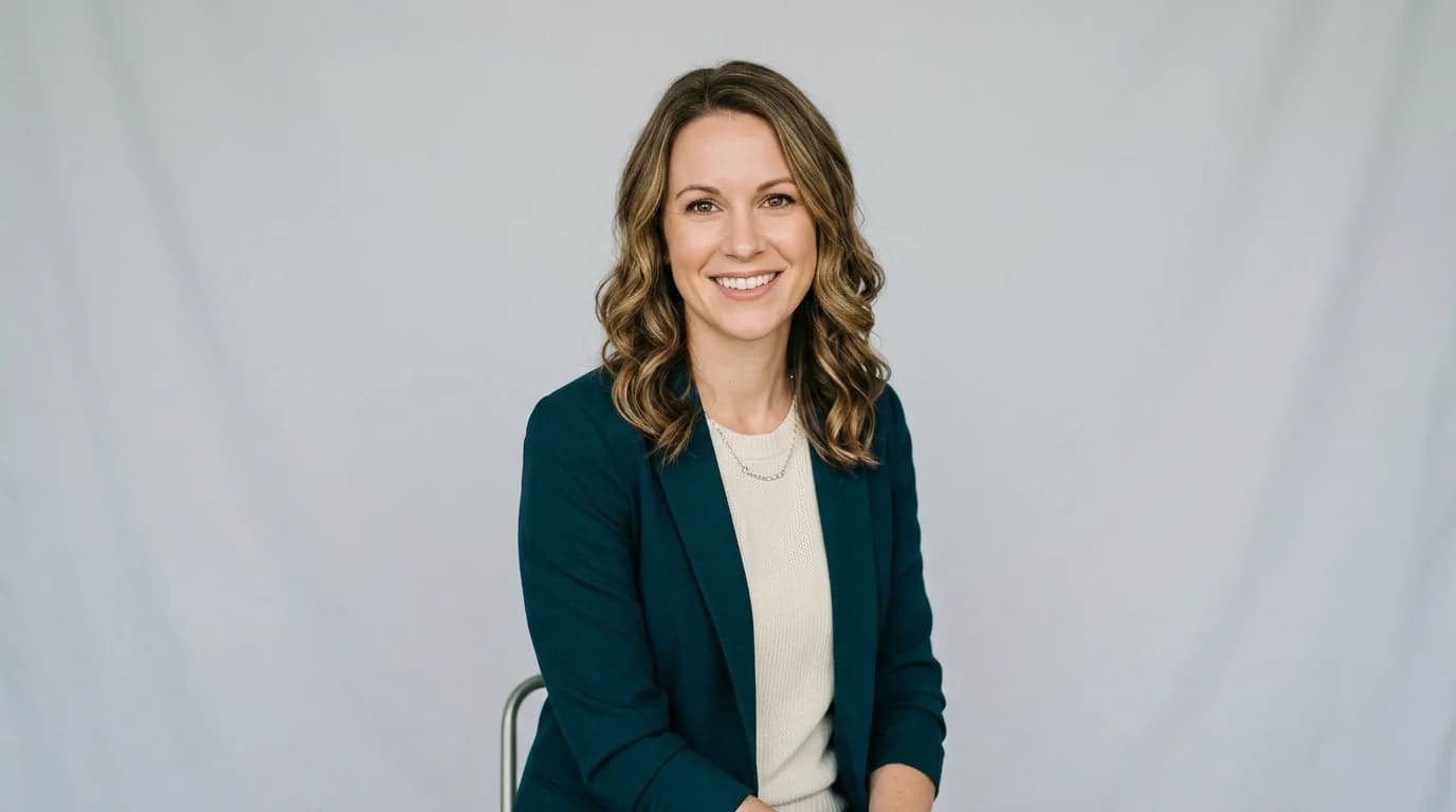 Side-by-side comparison of a casual selfie input photo and a polished AI-generated professional headshot on neutral background