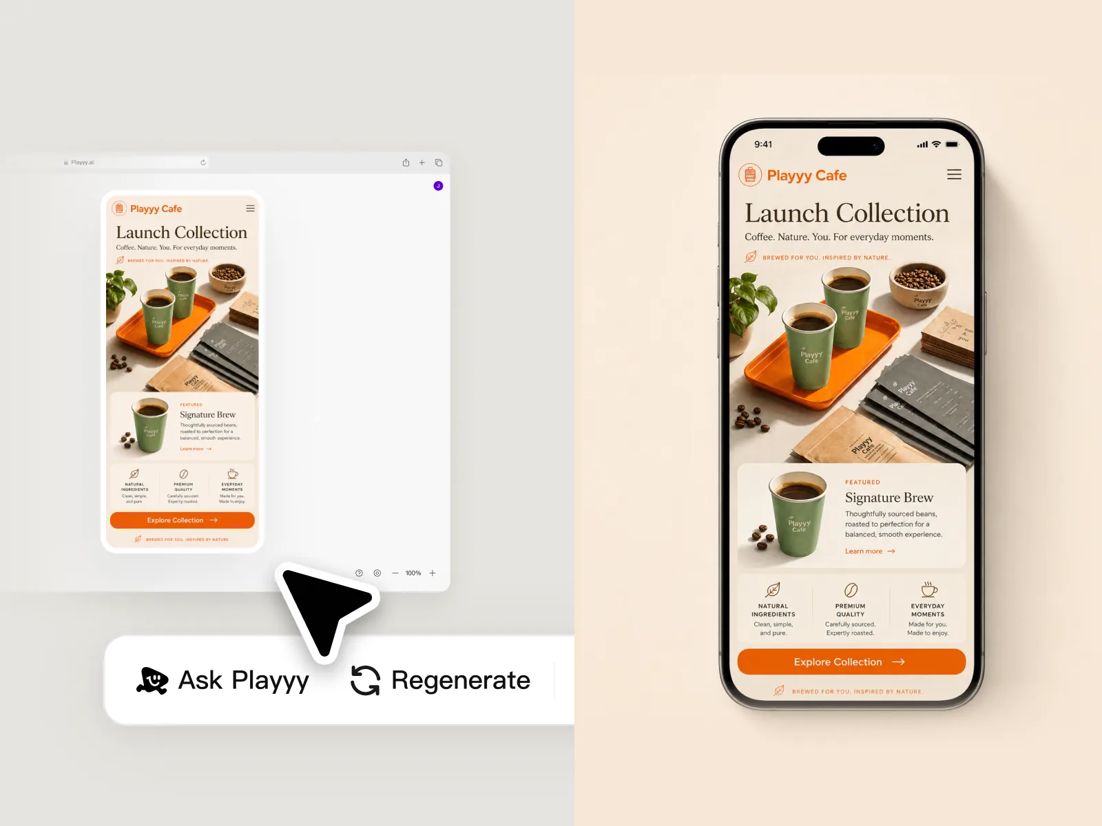 Edit Elements placing product name, CTA, and brand elements on launch visuals — final check before publishing.