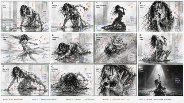 Contemporary Dance Storyboard, 12 Panels