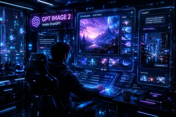AI Creative Workspace in Cyberpunk