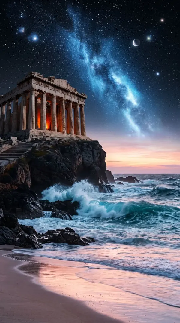 Magical Lighthouse on Cliff at Sunset — image 2