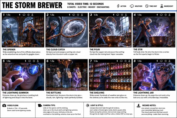 The Storm Brewer: 8-Shot Magical Storyboard