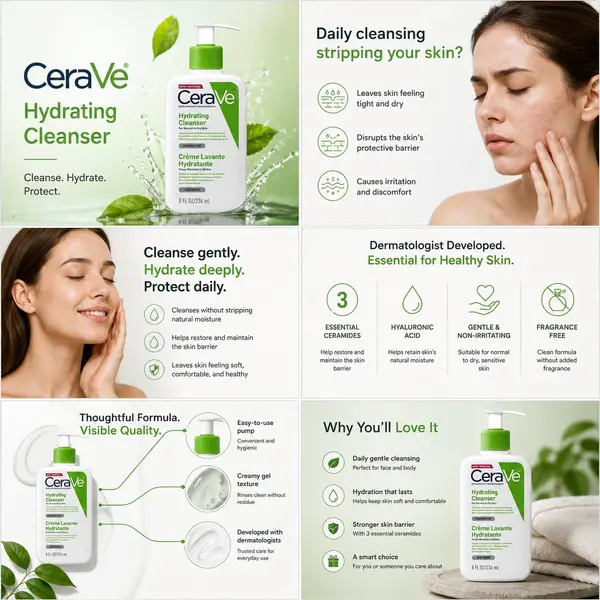 CeraVe Hydrating Cleanser Premium E-Commerce Detail Page — image 1