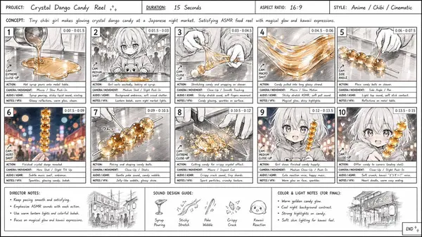 Crystal Dango Candy Reel Storyboard