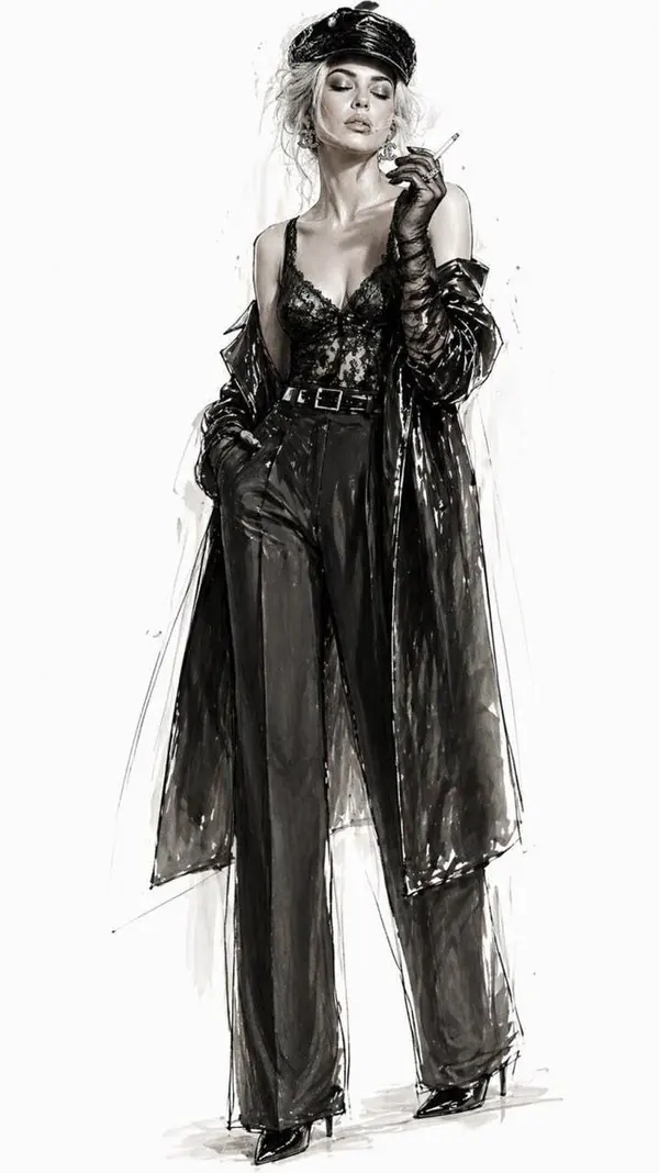 Elegant Fashion Illustration with Extended Proportions — image 2
