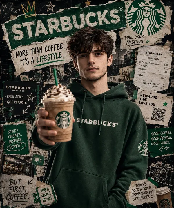 Starbucks Branded Streetwear Collage Campaign generated image