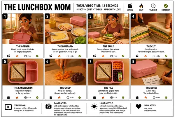 The Lunchbox Mom: 8-Panel Storyboard