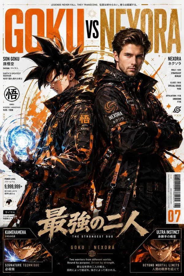 Goku vs Nexora Anime Fashion Poster — image 1