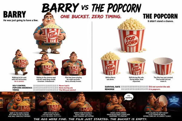 Barry vs The Popcorn: Character Design Sheet
