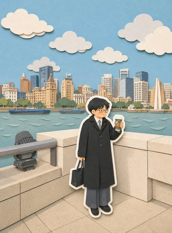 Paper-cut Diorama: Urban Waterfront Character — image 2