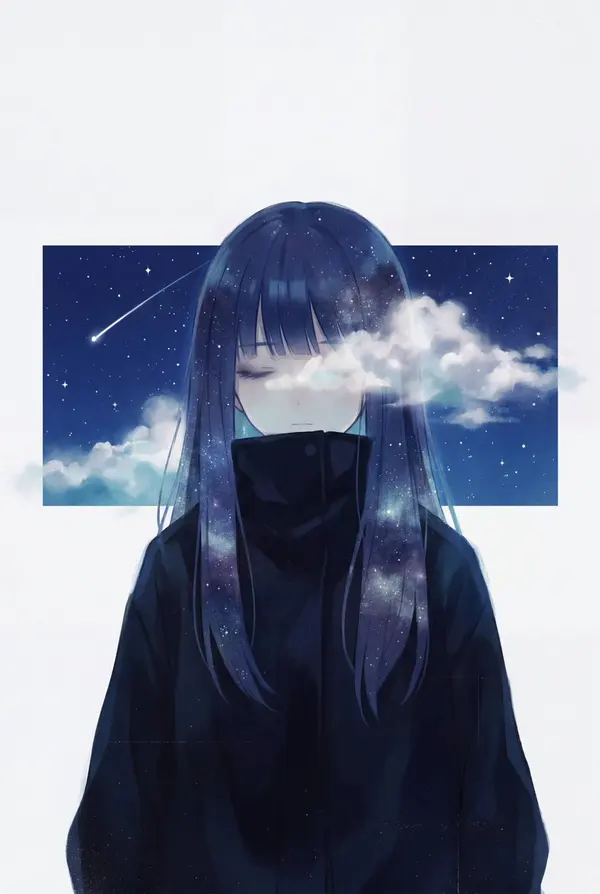 Melancholic Cosmic Anime Portrait