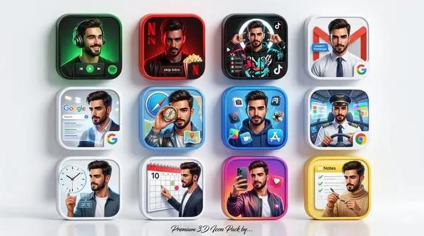 Premium 3D App Icon Grid