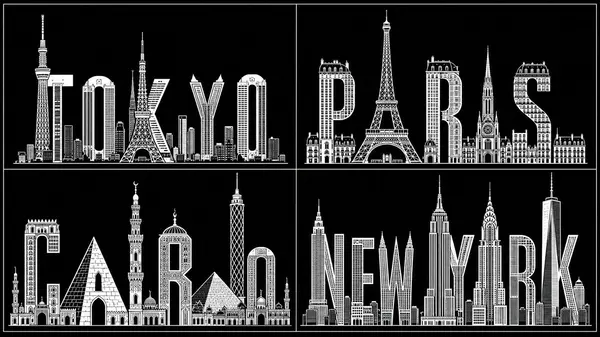 City Skyline Typography Art Grid