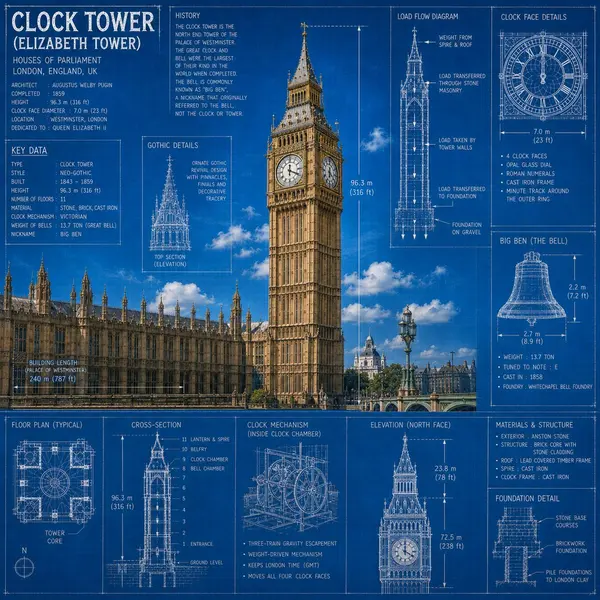 Landmark Infographics: Architectural Blueprint Poster — image 2
