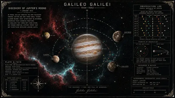 Galileo's Jupiter Discovery: Vintage Glass Plate