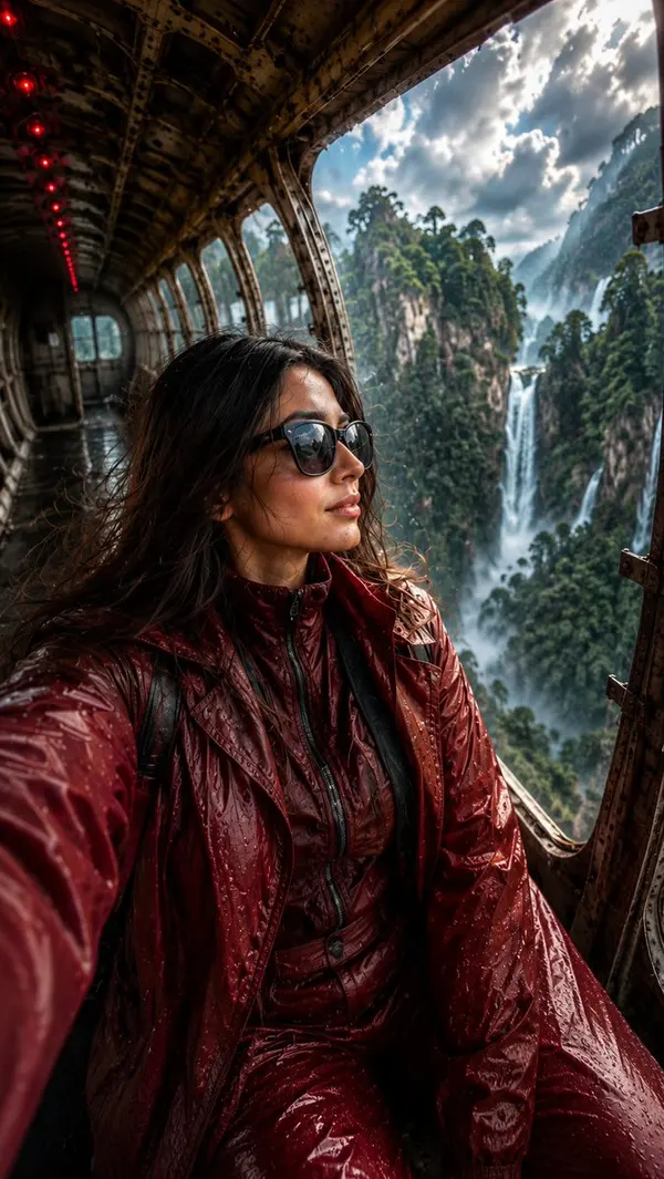 Selfie in Abandoned Airplane Over Jungle — image 2