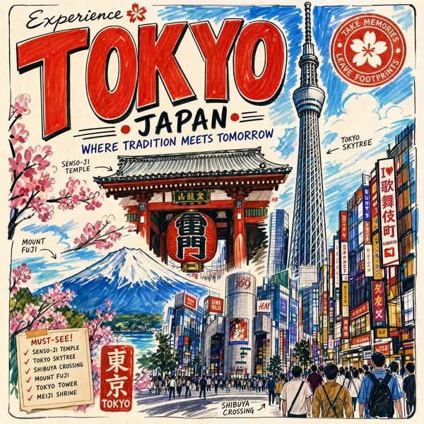 Experience Tokyo Travel Poster — image 1
