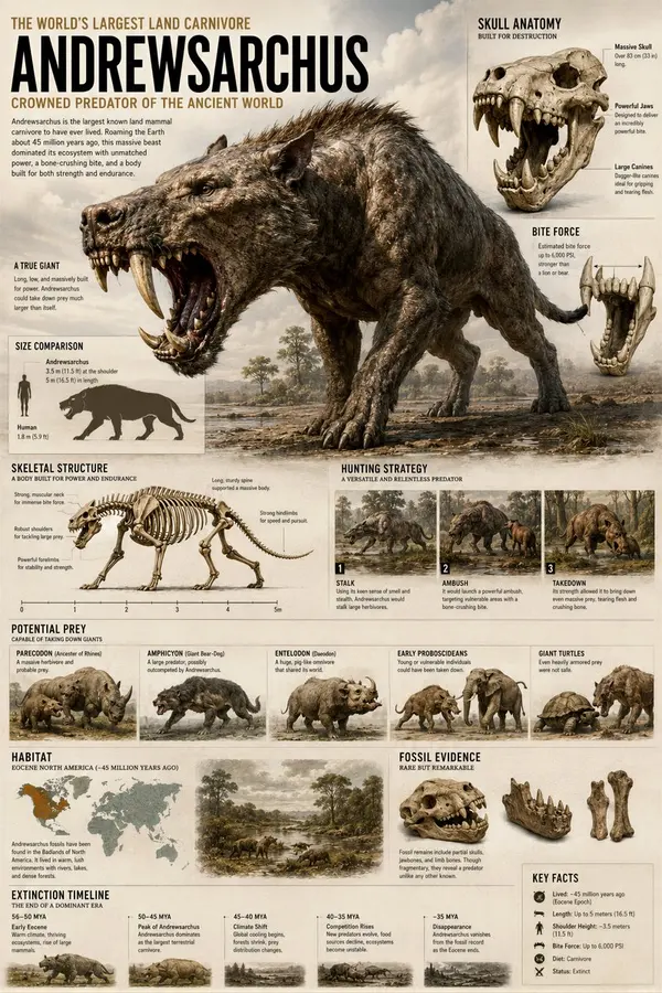 Andrewsarchus: Museum-Style Paleontology Infographic
