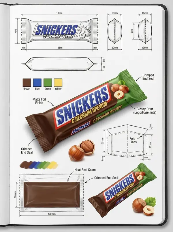 Snickers Packaging Design Sheet — image 1