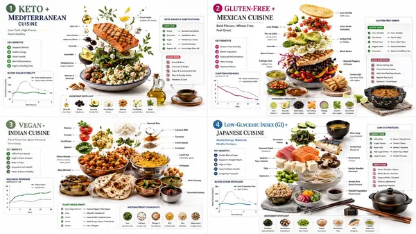 Diet-Specific Cuisine Infographics Grid