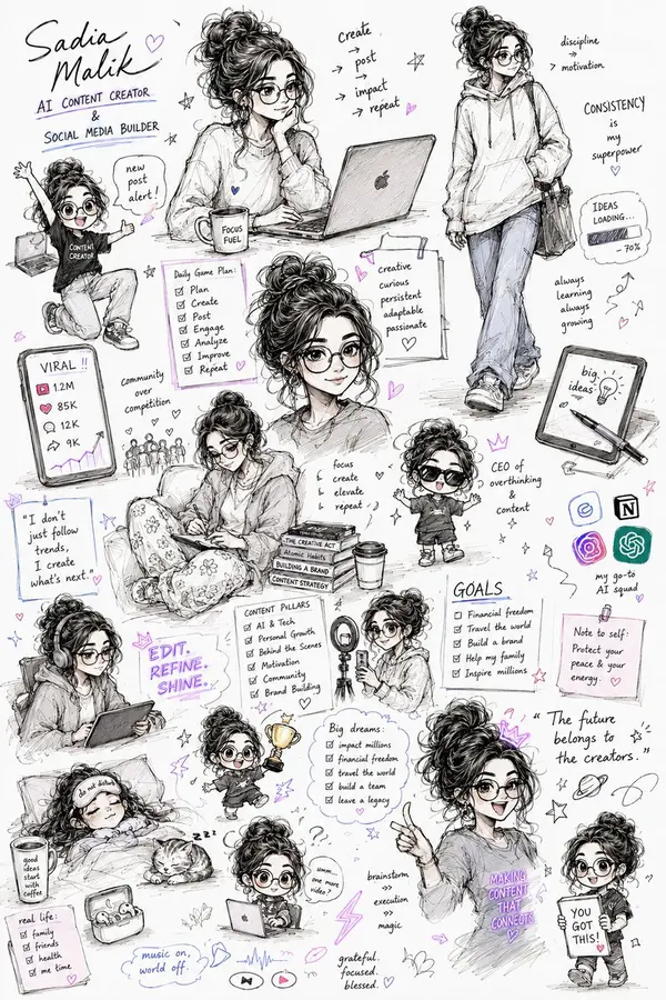 Sadia Malik Sketchbook Character Sheet — image 3