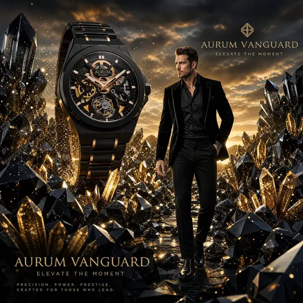 Luxury Watch in Diamond & Gold Landscape