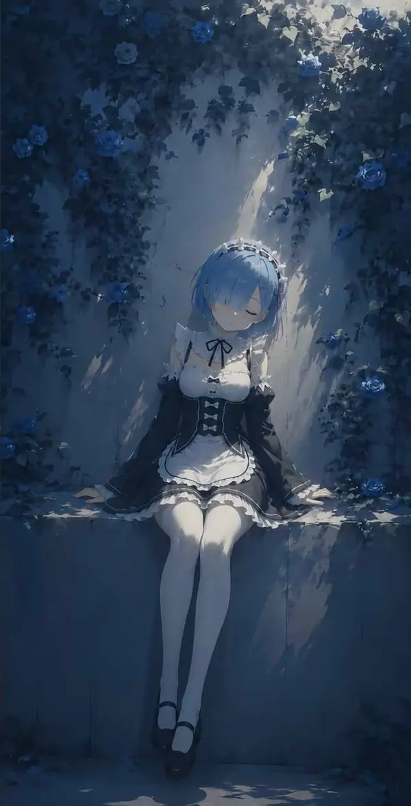 Melancholic Anime Girl with Roses — image 1