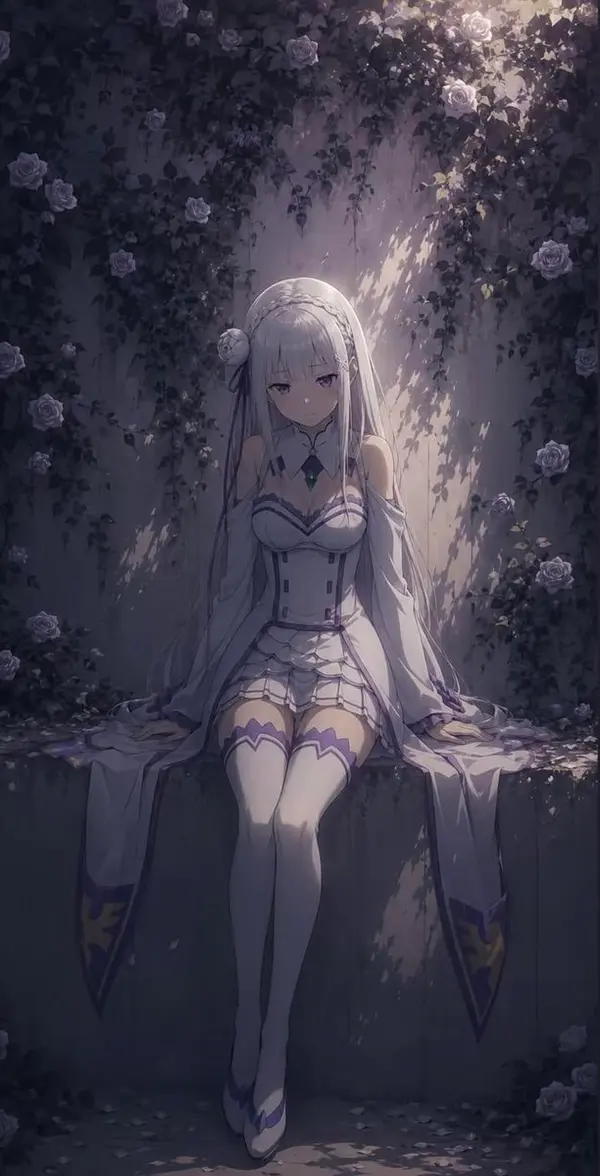 Melancholic Anime Girl with Roses — image 2