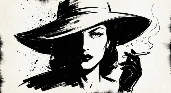 Ink Noir Portrait with Bold Splatter — image 1