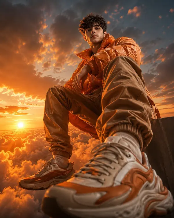 Luxury Streetwear Above Golden Clouds — image 1
