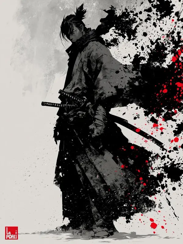 Sumi-e Samurai Warrior Poster — image 3