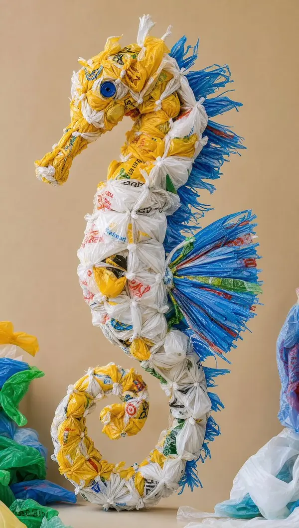 Whale Sculpture from Recycled Plastic Bags — image 3