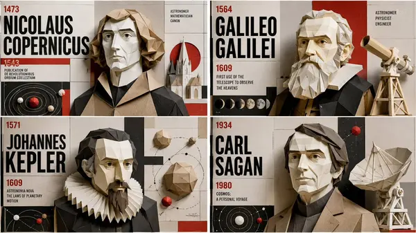 Four Famous Astronomers Poster Grid