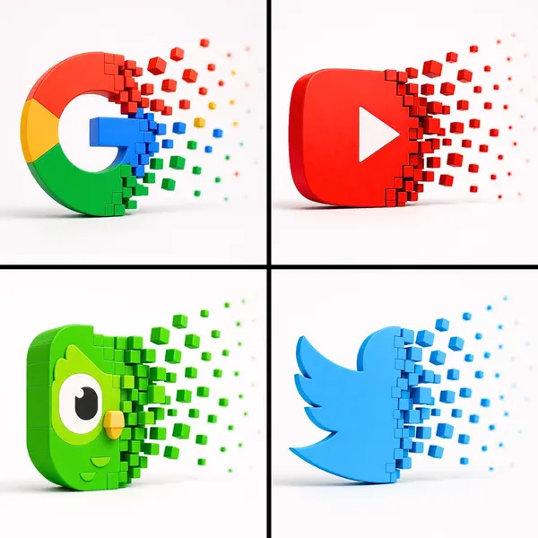 Pixelated Brand Logos Disintegrating