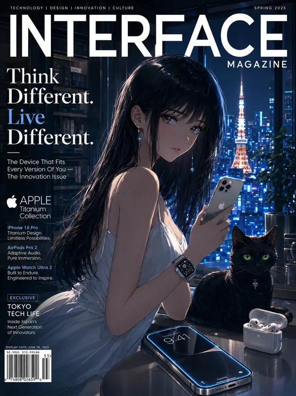 Anime Girl with iPhone 16 Pro in Tokyo Night