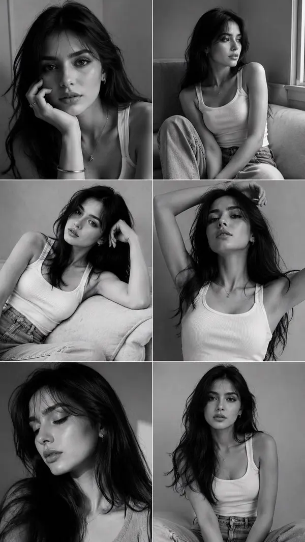 Monochrome Fashion Editorial Portrait Collage
