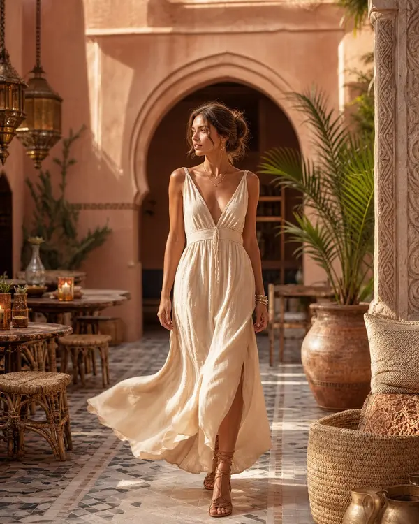 Luxury Travel Poster: Sunlit Courtyard