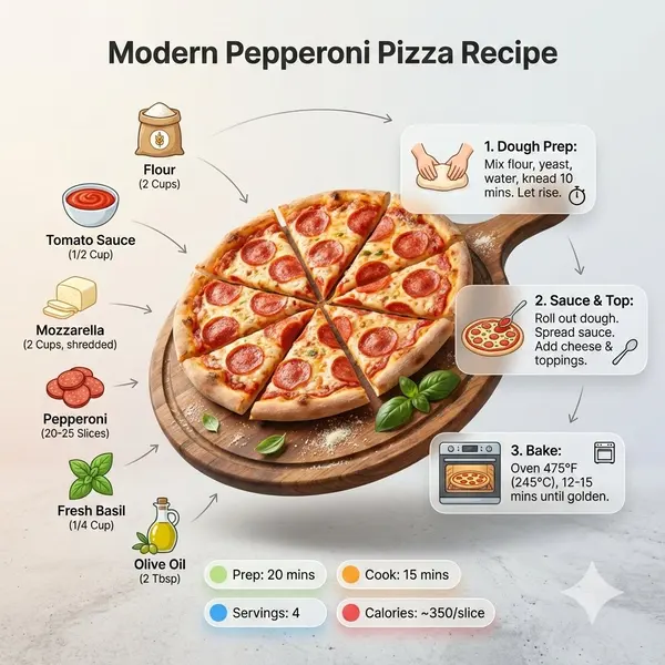Modern Pepperoni Pizza Recipe Infographic