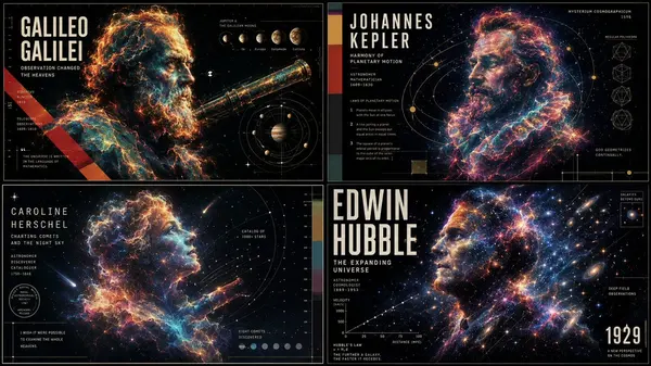 Ethereal Data Portraits: Famous Astronomers