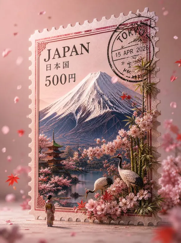 Japan Vintage Stamp Diorama — image 1