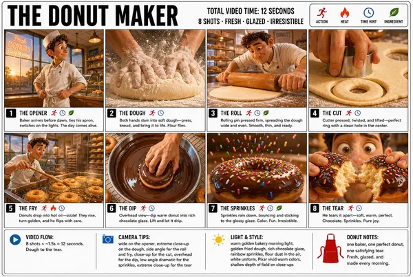 The Donut Maker: 8-Panel Storyboard