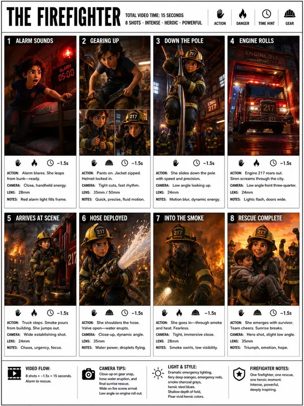 The Firefighter: 8-Shot Heroic Storyboard