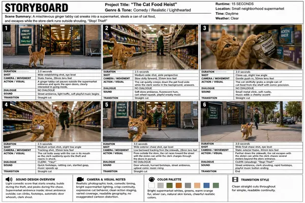 The Cat Food Heist – Storyboard