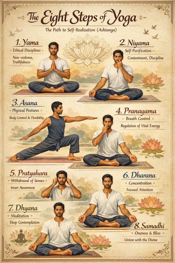 Eight Steps of Yoga Vintage Infographic — image 1