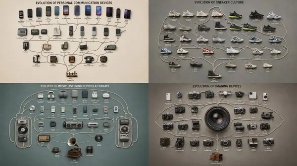 Evolution Trees: Devices, Sneakers, Music, Cameras